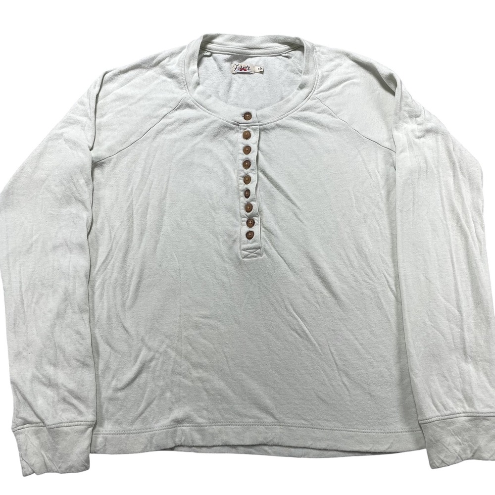 Faherty Shirt Womens Small Gray Henley Long Sleeve Pima Cotton Modal Top